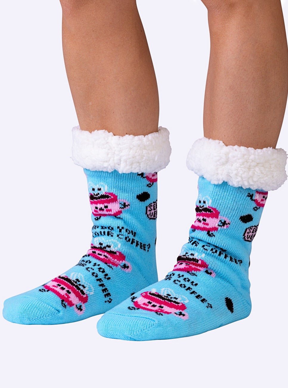 Coffee Fluffy Slipper Socks - Shnugz