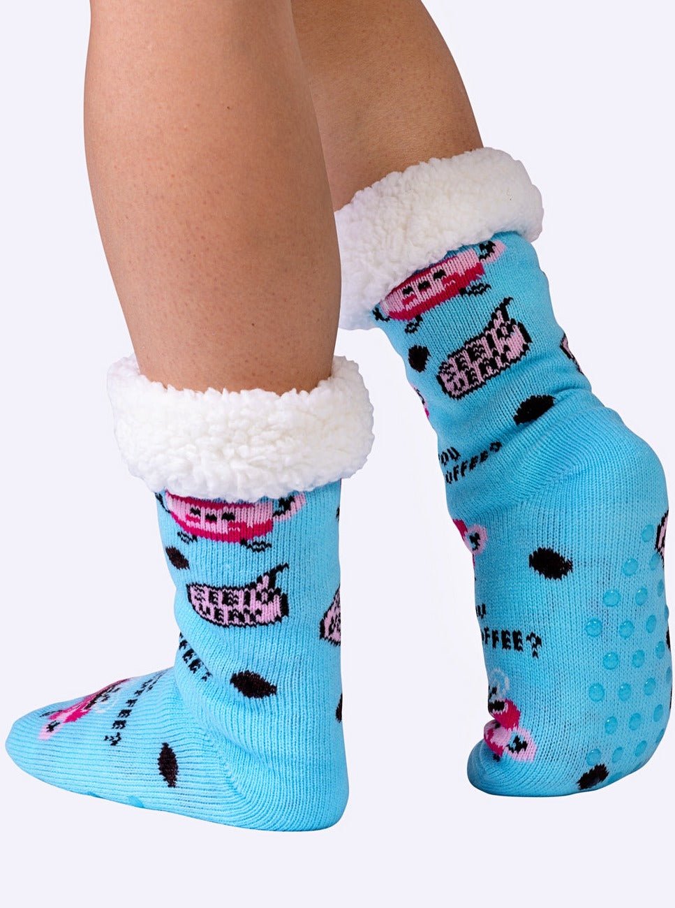 Coffee Fluffy Slipper Socks - Shnugz