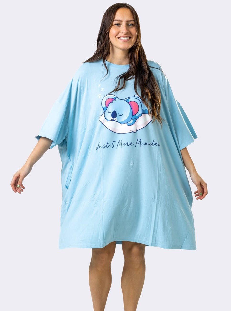 Koala Cuddleez Sleep Tee - Cuddleez blue oversized - front of the t-shirt