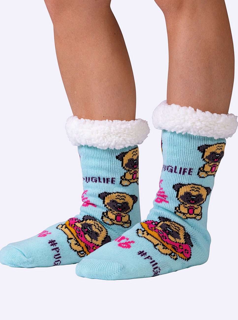 NEW Pug Life Fluffy Slipper Socks - Shnugz